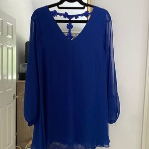 Blue flowy sleeve dress